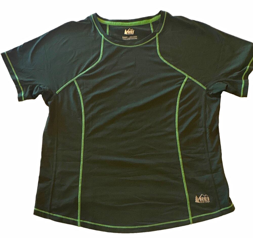 REI Co-op Women's Athletic Fit Stretch Crew Neck Raglan Tee Green M
